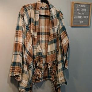 Plaid Blanket style long sleeve cover up, sz.26/28